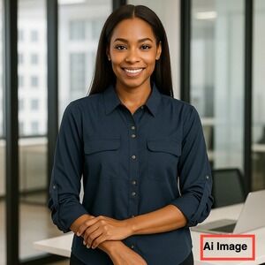 Ivanka Trump Button Up Shirt Roll Tab Long Sleeve Career Top Size P